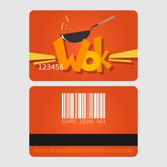 Wok restaurant Template loyalty card design Flat style vector illustration