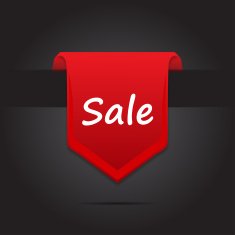 Label sale tag red on a black background stylish vector