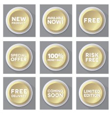 Set of golden vector buttons