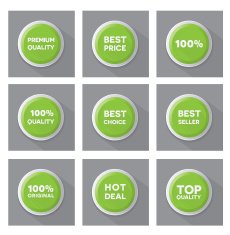 Set of green vector buttons
