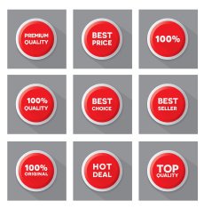 Set of red vector buttons N2