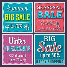 Square banners with sale offer vector