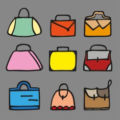 Colorful handbags icon set N2