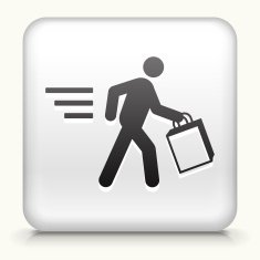 Square Button with Stick Figure Shopping N2