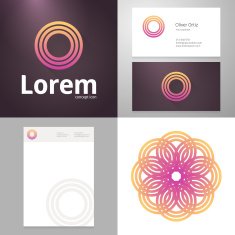 Design icon O element with Business card and paper template N2