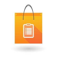 Orange shopping bag icon with a report sheet