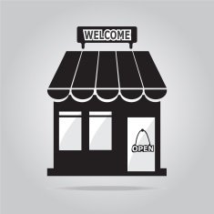 Shop building with welcome sign illustration N2