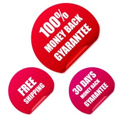 Set of red round stickers Vector Illustration