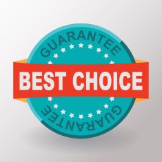 Best choice guarantee flat label with ribbons Flat design