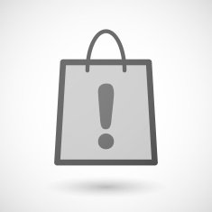 Shopping bag icon with an exclamation sign