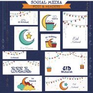 Eid Mubarak celebration social media ads or headers N6