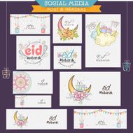 Eid Mubarak celebration social media headers or banners