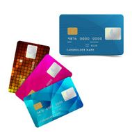 Set of Colorful Credit Cards Isolated on White