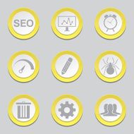 SEO Internet Sign Yellow Vector Button Icon Design Set 8