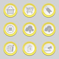 SEO Internet Sign Yellow Vector Button Icon Design Set 7