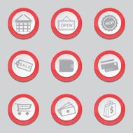 Shopping Sign Red Vector Button Icon Design Set 2