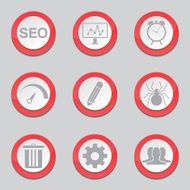 SEO Internet Sign Red Vector Button Icon Design Set 8