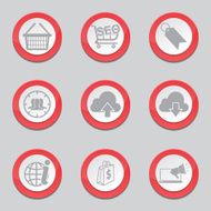 SEO Internet Sign Red Vector Button Icon Design Set 7