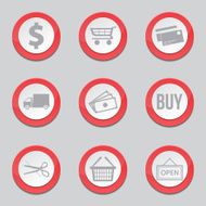 Shopping Sign Red Vector Button Icon Design Set