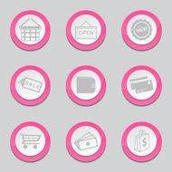 Shopping Sign Pink Vector Button Icon Design Set 2