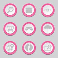 SEO Internet Sign Pink Vector Button Icon Design Set 10