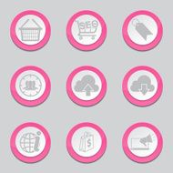 SEO Internet Sign Pink Vector Button Icon Design Set 7