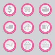 Shopping Sign Pink Vector Button Icon Design Set