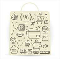 Shopping icons set Thin line