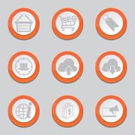 SEO Internet Sign Orange Vector Button Icon Design Set 7