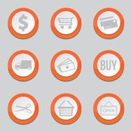Shopping Sign Orange Vector Button Icon Design Set