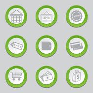 Shopping Sign Green Vector Button Icon Design Set 2