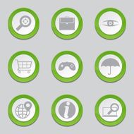 SEO Internet Sign Green Vector Button Icon Design Set 10