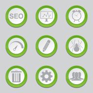 SEO Internet Sign Green Vector Button Icon Design Set 8
