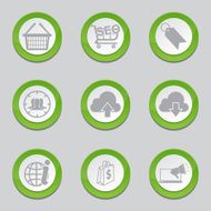 SEO Internet Sign Green Vector Button Icon Design Set 7