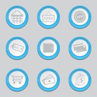 Shopping Sign Blue Vector Button Icon Design Set 2