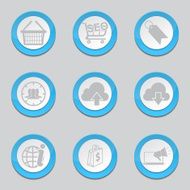 SEO Internet Sign Blue Vector Button Icon Design Set 7