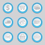 Shopping Sign Blue Vector Button Icon Design Set