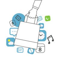 Mobile shopping concept Simple line design illustration