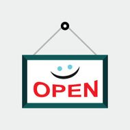Flat Vector Open Sign