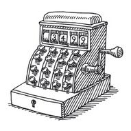 Vector sketch of vintage cash register N2