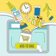 add products to bag concept in thin line style