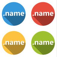 Collection of 4 isolated flat buttons (icons) for name domain