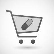 Shopping cart icon with a pill