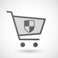 Shopping cart icon with a shield