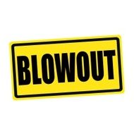 Blowout black stamp text on yellow