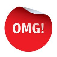 Red vector sticker text OMG N2