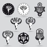 Big sale tag set with western design