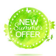 New summer offer green colors pencil drawing label