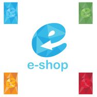 e shop vector polygon art and set of flyers