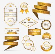 Collection of golden premium promo seals stickers
